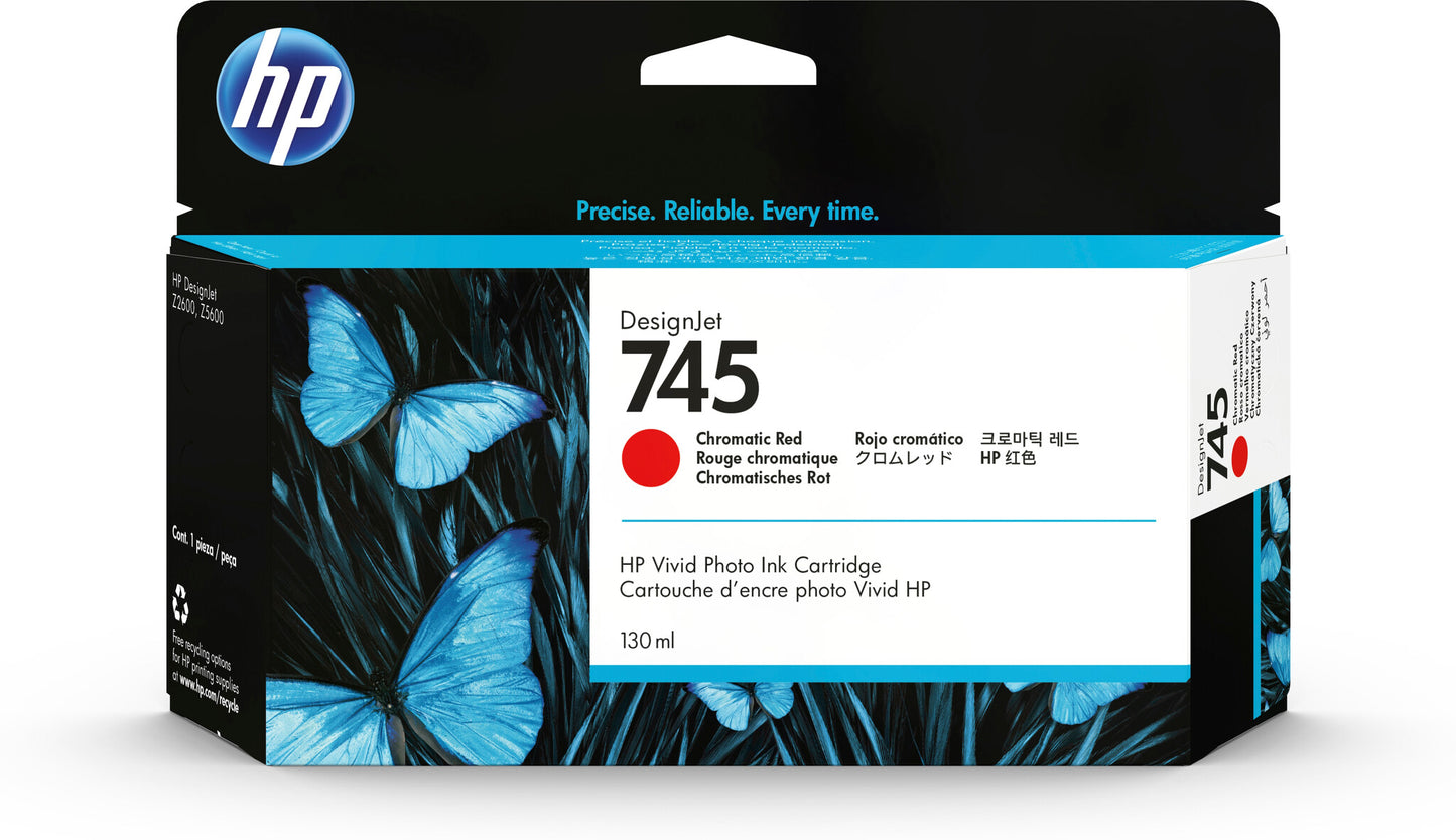 HP 745 130-ml DesignJet Chromatic Red Ink Cartridge