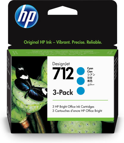 HP 712 3-pack 29-ml Cyan DesignJet Ink Cartridge