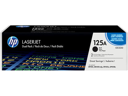 HP 125A 2-pack Black Original HPCB540AD LaserJet Toner Cartridges