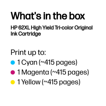 HP 62XL High Yield Tri-color Original Ink Cartridge