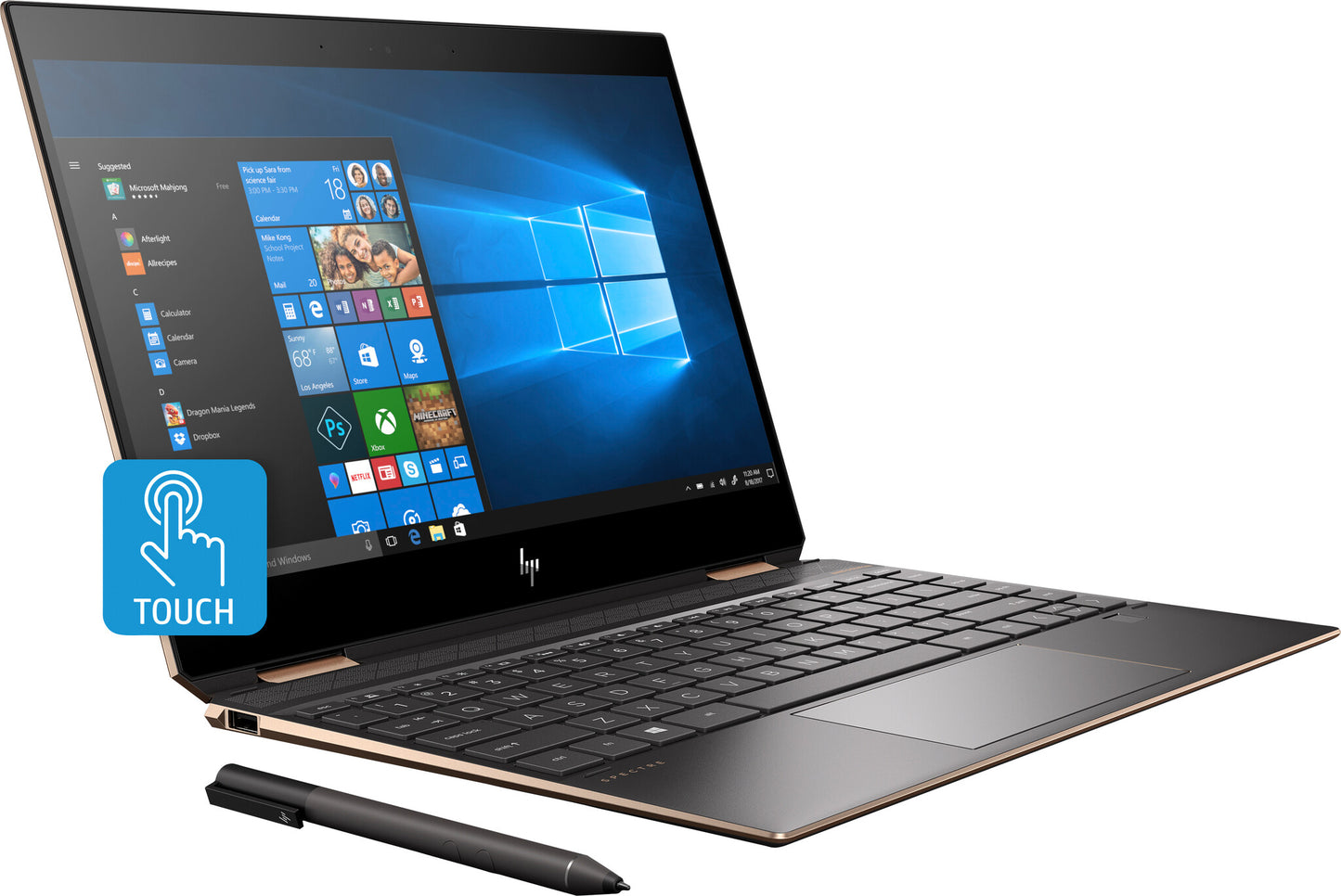 HP Spectre x360 13-ap0010na Intel® Core™ i7 i7-8565U Hybrid (2-in-1) 33.8 cm (13.3") Touchscreen Full HD 16 GB DDR4-SDRAM 1.02 TB SSD Wi-Fi 5 (802.11ac) Windows 10 Home Black, Silver