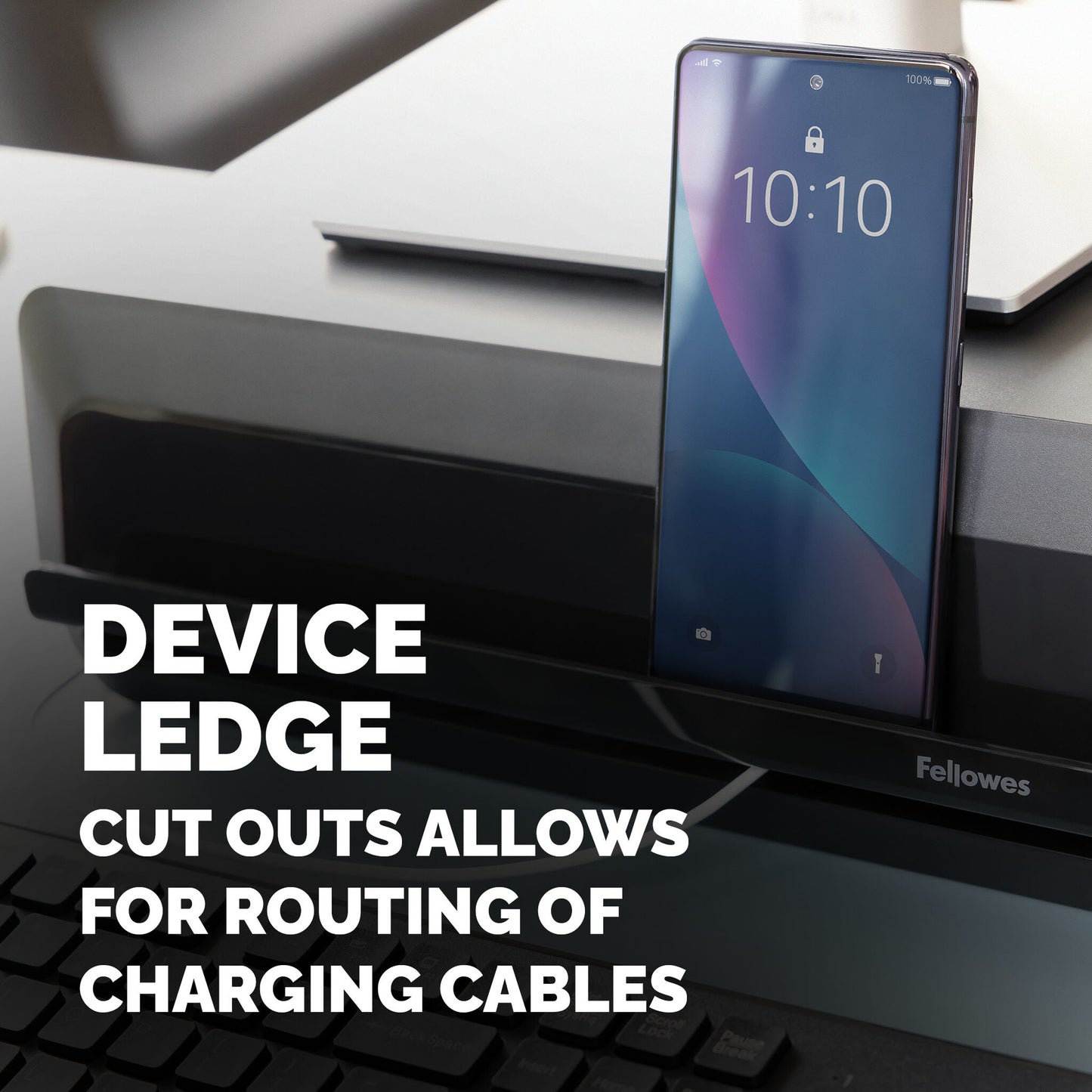 Fellowes Computer Monitor Stand with 3 Height Adjustments - Breyta Monitor Riser with Cable Management - Ergonomic Adjustable Monitor Stand for Computers - Max Weight 15KG - Black