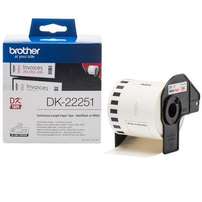 Brother DK-22251 label-making tape Black and red on white