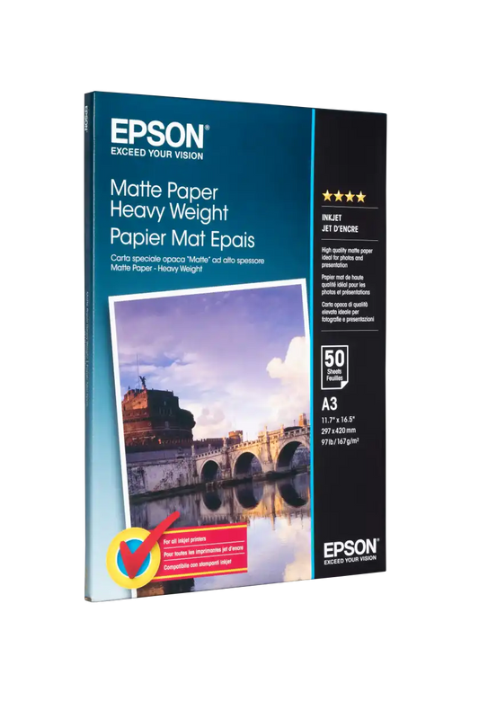 Epson Matte Paper Heavy Weight, DIN A3+, 167g/m², 50 Sheets