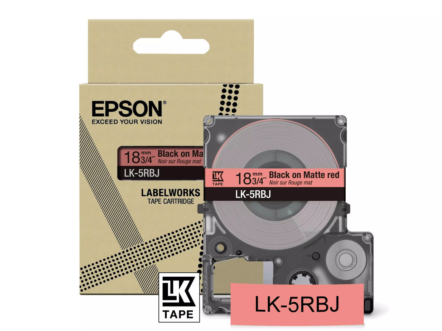 EPSON LK-5RBJ MATTE TAPE RED/BLACK 18MM (8M)