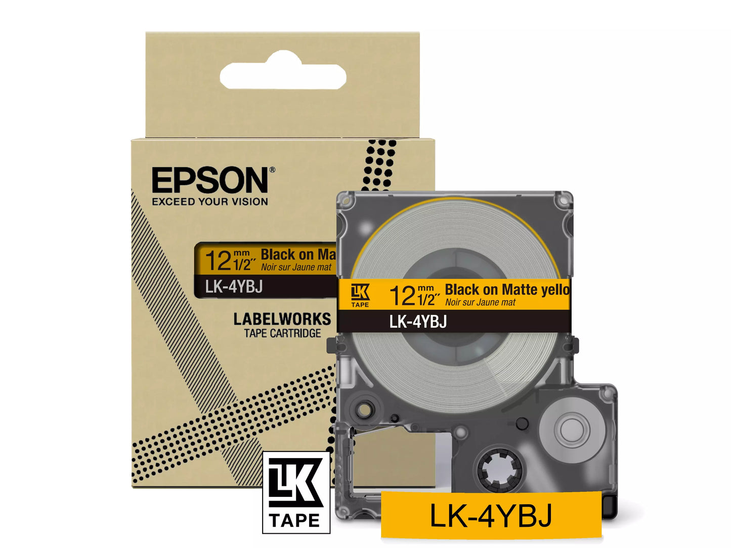 EPSON LK-4YBJ MATTE TAPE YELLOW/BLACK 12MM (8M)
