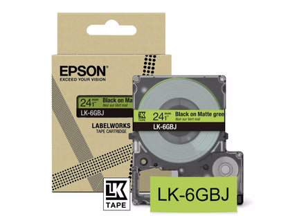 EPSON LK-6GBJ MATTE TAPE GREEN/BLACK 24MM (8M)