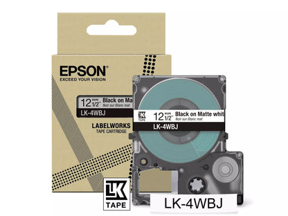 EPSON LK-4WBJ MATTE TAPE WHITE/BLACK 12MM (8M)