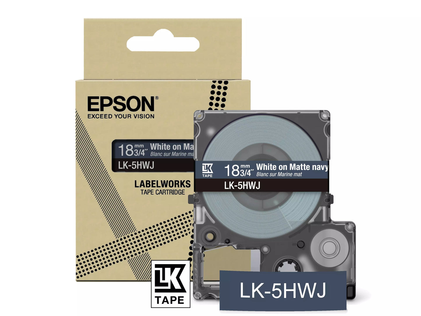 EPSON LK-5HWJ MATTE TAPE NAVY/WHITE 18MM (8M)