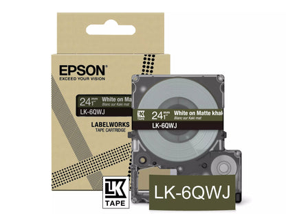 EPSON LK-6QWJ MATTE TAPE KHAKI/WHITE 24MM (8M)