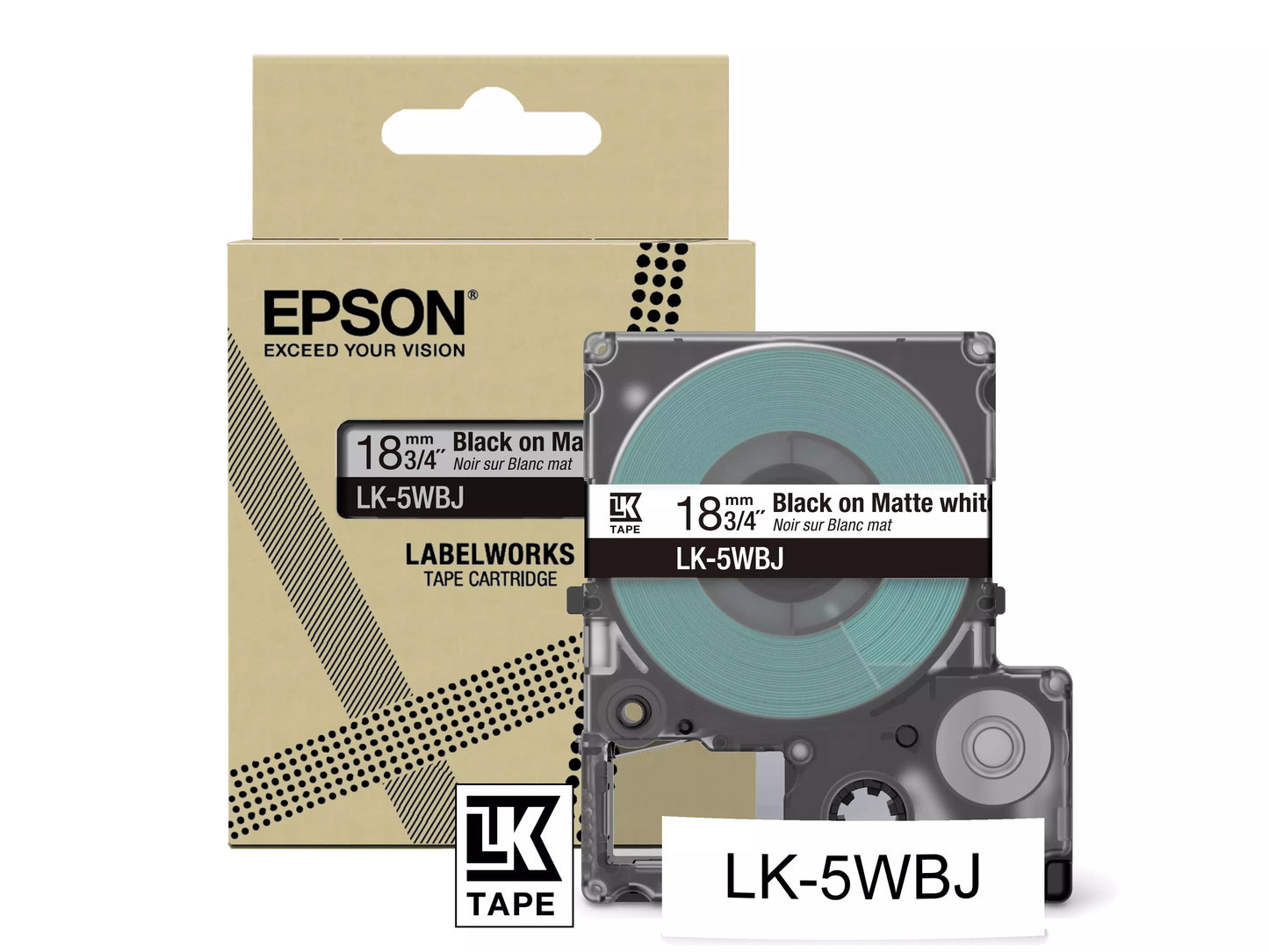 EPSON LK-5WBJ MATTE TAPE WHITE/BLACK 18MM (8M)