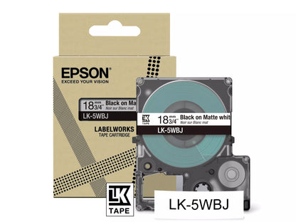 EPSON LK-5WBJ MATTE TAPE WHITE/BLACK 18MM (8M)