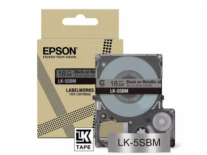 EPSON LK-5SBM METALLIC TAPE SILVER/BLACK 18MM (9M)