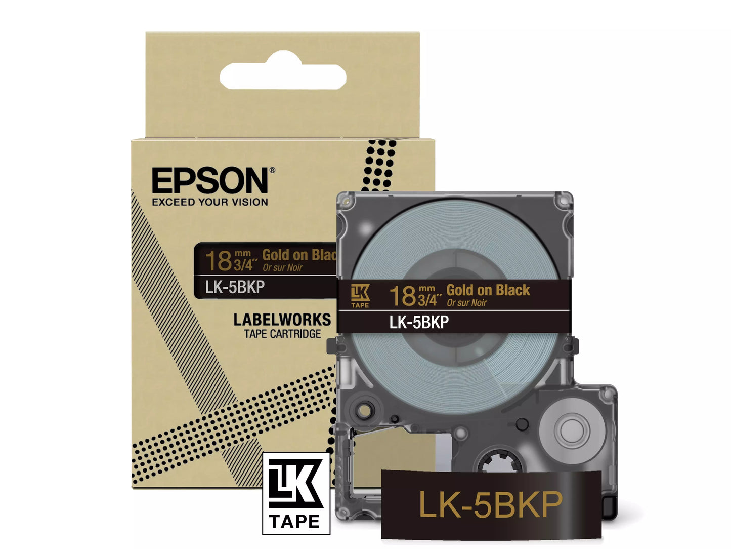 EPSON LK-5BKP METALLIC TAPE BLACK/GOLD 18MM (9M)