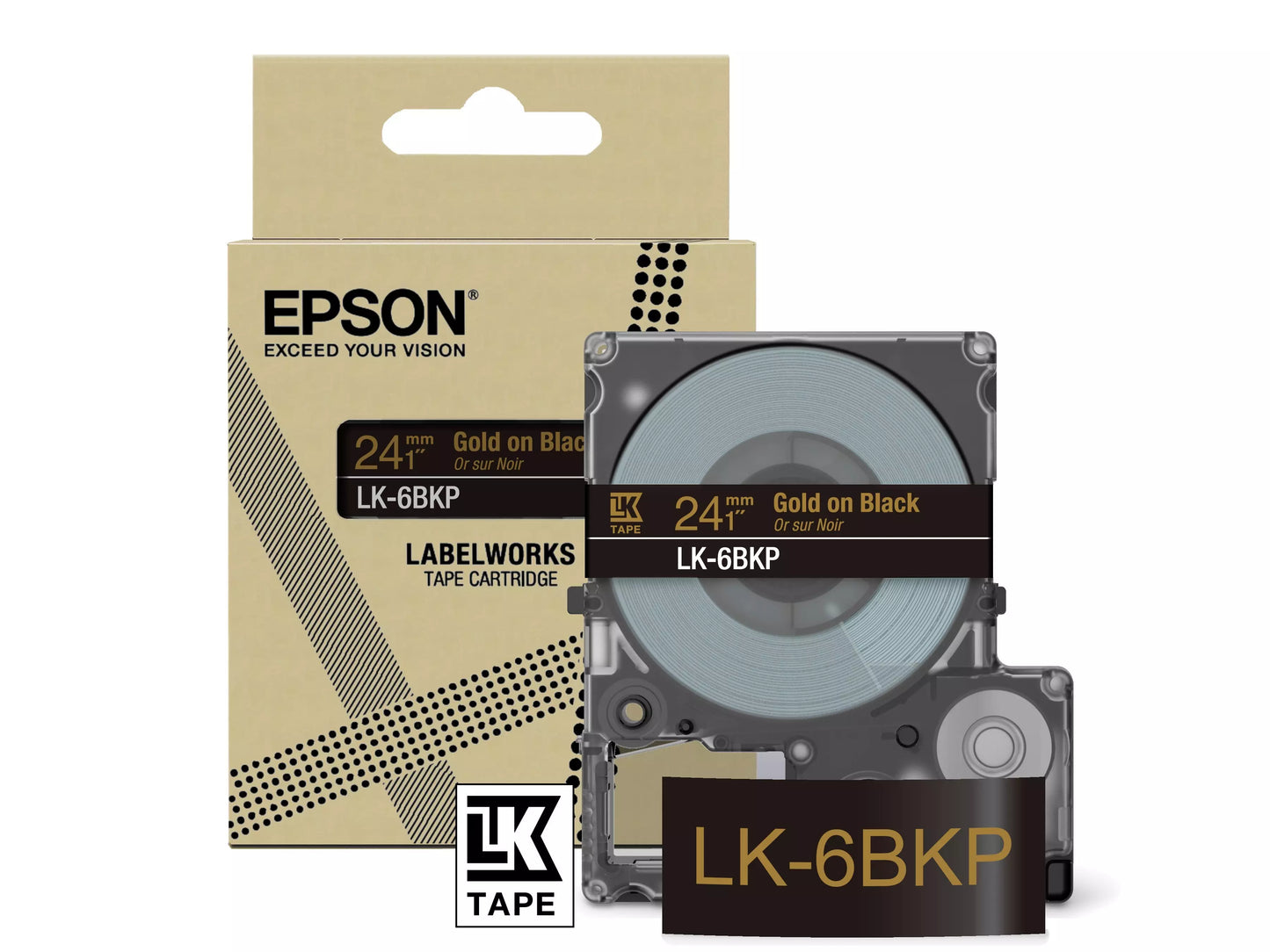 EPSON LK-6BKP METALLIC TAPE BLACK/GOLD 24MM (9M)