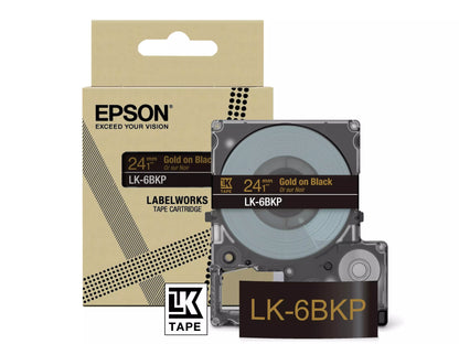 EPSON LK-6BKP METALLIC TAPE BLACK/GOLD 24MM (9M)