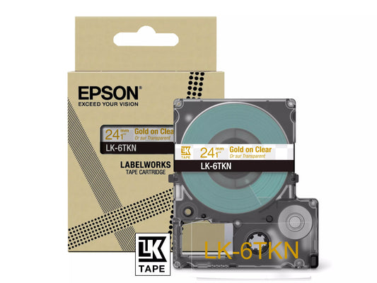 EPSON LK-6TKN METALLIC TAPE CLEAR/GOLD 24MM (9M)