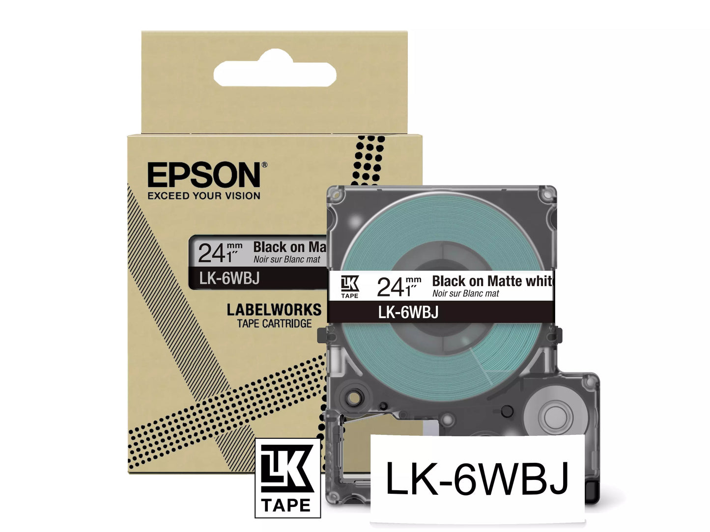 EPSON LK-6WBJ MATTE TAPE WHITE/BLACK 24MM (8M)