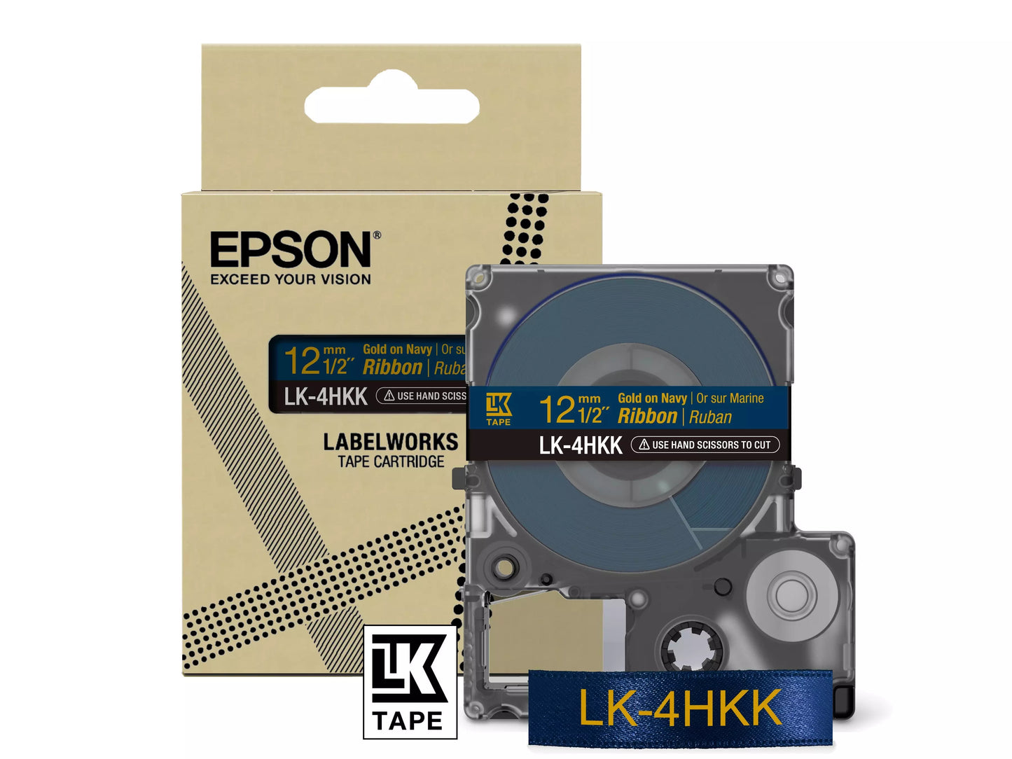 EPSON LK-4HKK SATIN RIBBON NAVY/GOLD 12MM (5M)