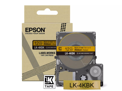 EPSON LK-4KBK SATIN RIBBON GOLD/BLACK 12MM (5M)