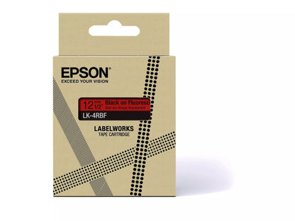 EPSON LK-4RBF COLOUR TAPE 12MM FLUORESCENT RED/BLACK (5M)