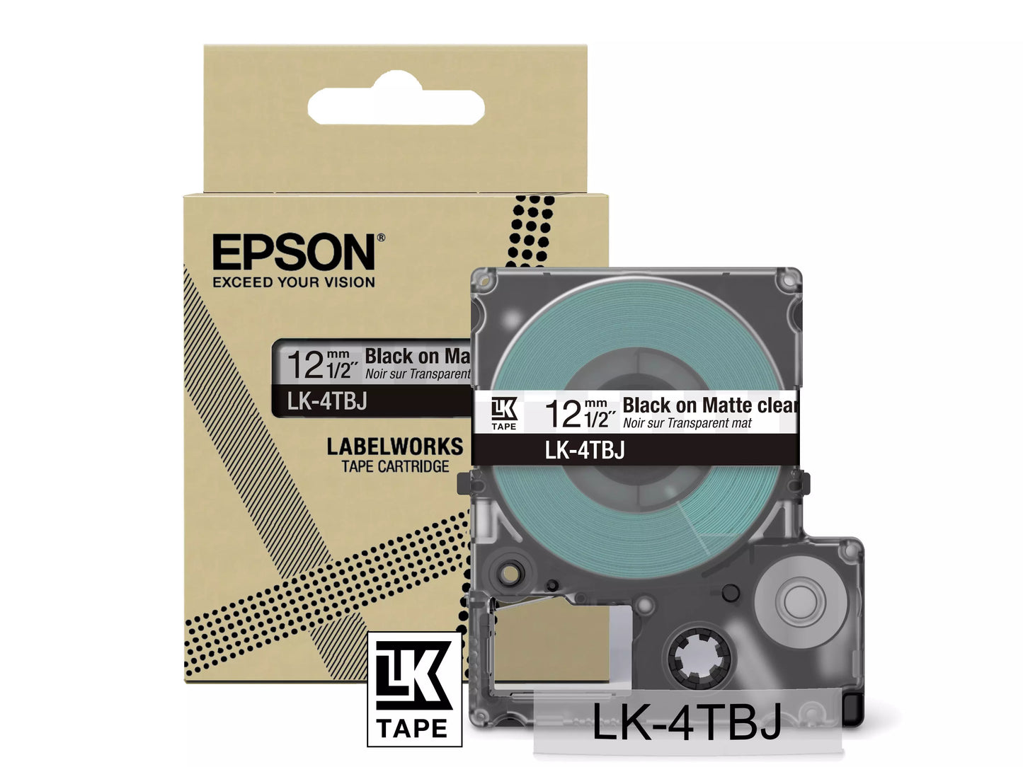 EPSON LK-4TBJ MATTE TAPE CLEAR/BLACK 12MM (8M)