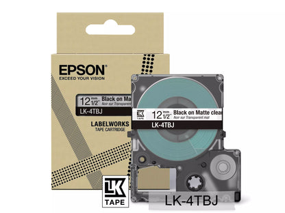 EPSON LK-4TBJ MATTE TAPE CLEAR/BLACK 12MM (8M)