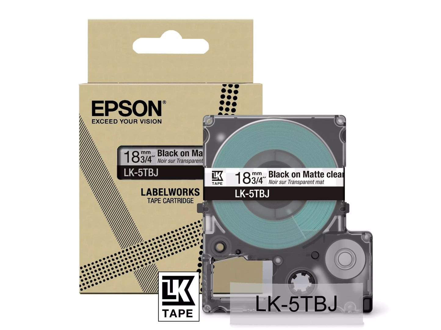 EPSON LK-5TBJ MATTE TAPE CLEAR/BLACK 18MM (8M)