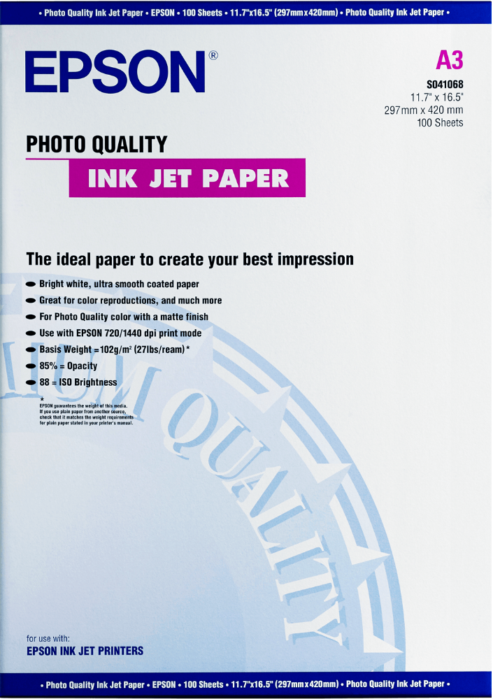 Epson Photo Quality Ink Jet Cards, 5 x 8", 188g/m², 30 Sheets