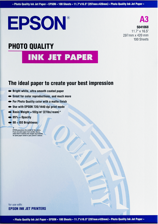 Epson Photo Quality Ink Jet Cards, 5 x 8", 188g/m², 30 Sheets