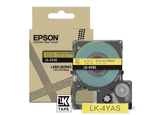 EPSON LK-4YAS COLOUR TAPE 12MM YELLOW/GREY (8M)