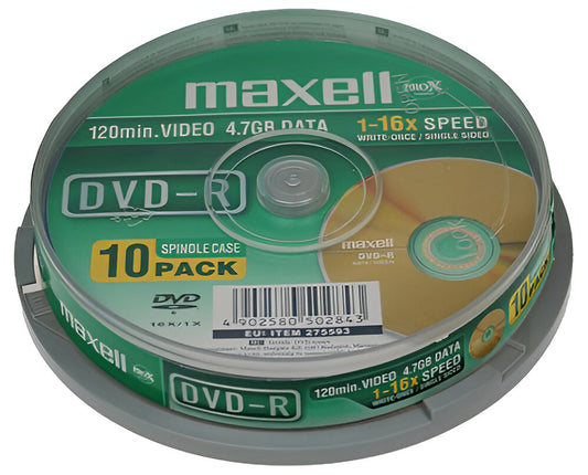 Maxell DVD-R 4.7GB X 10 PACK SPINDLE, 275593
