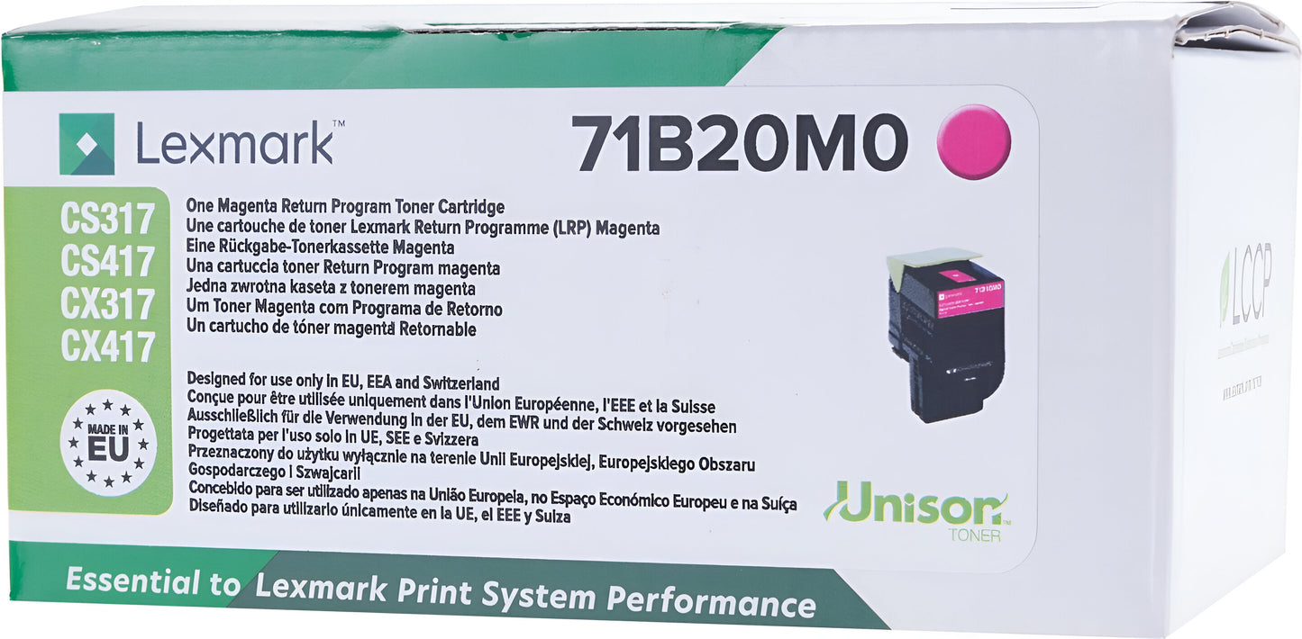 Lexmark 71B20M0 toner cartridge 1 pc(s) Original Magenta