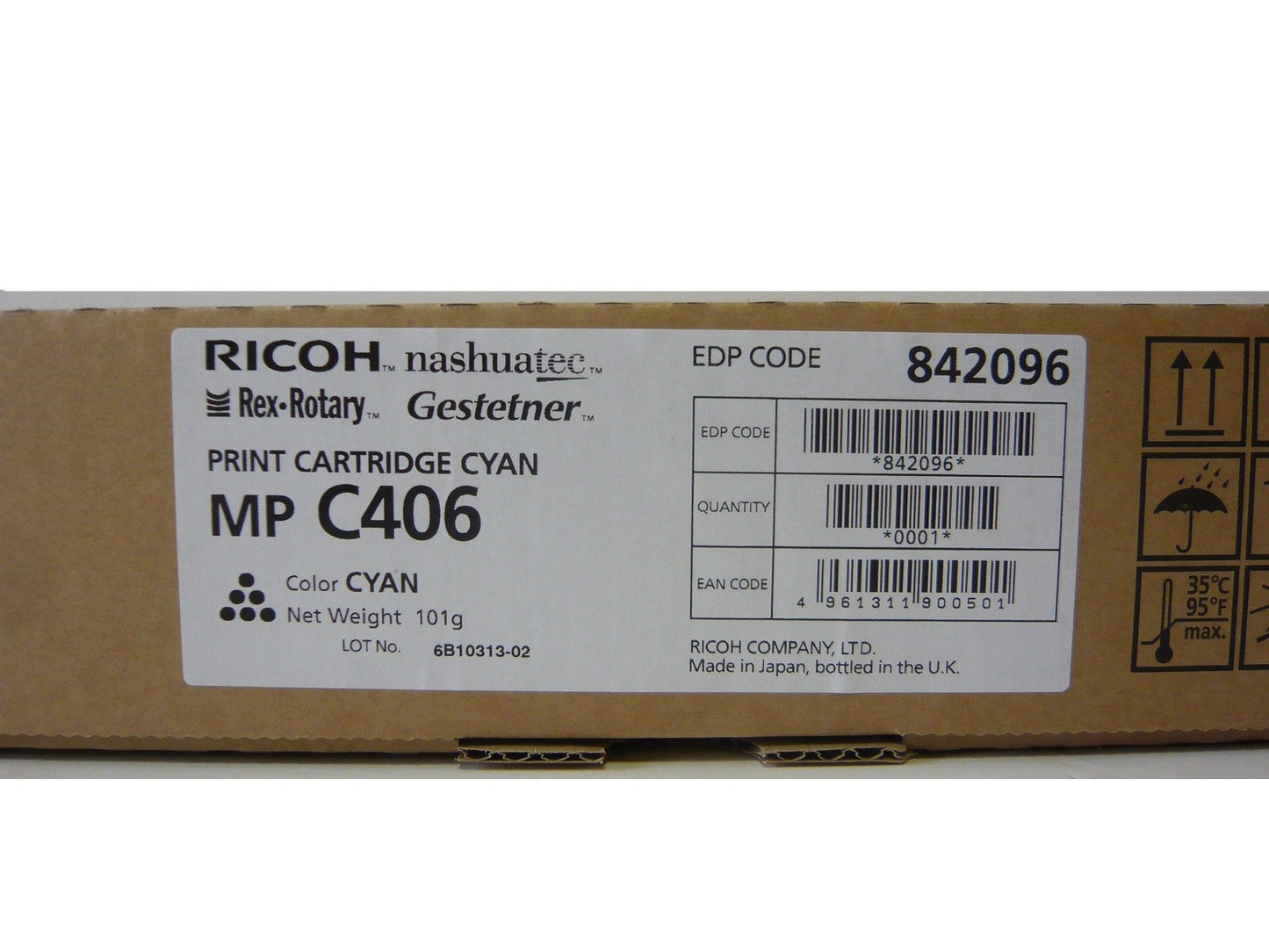 Ricoh MPC306 MPC307 MPC406 Toner CYAN 842096