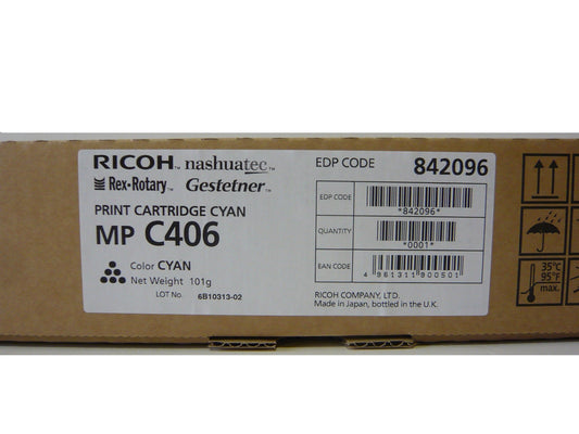 Ricoh MPC306 MPC307 MPC406 Toner CYAN 842096